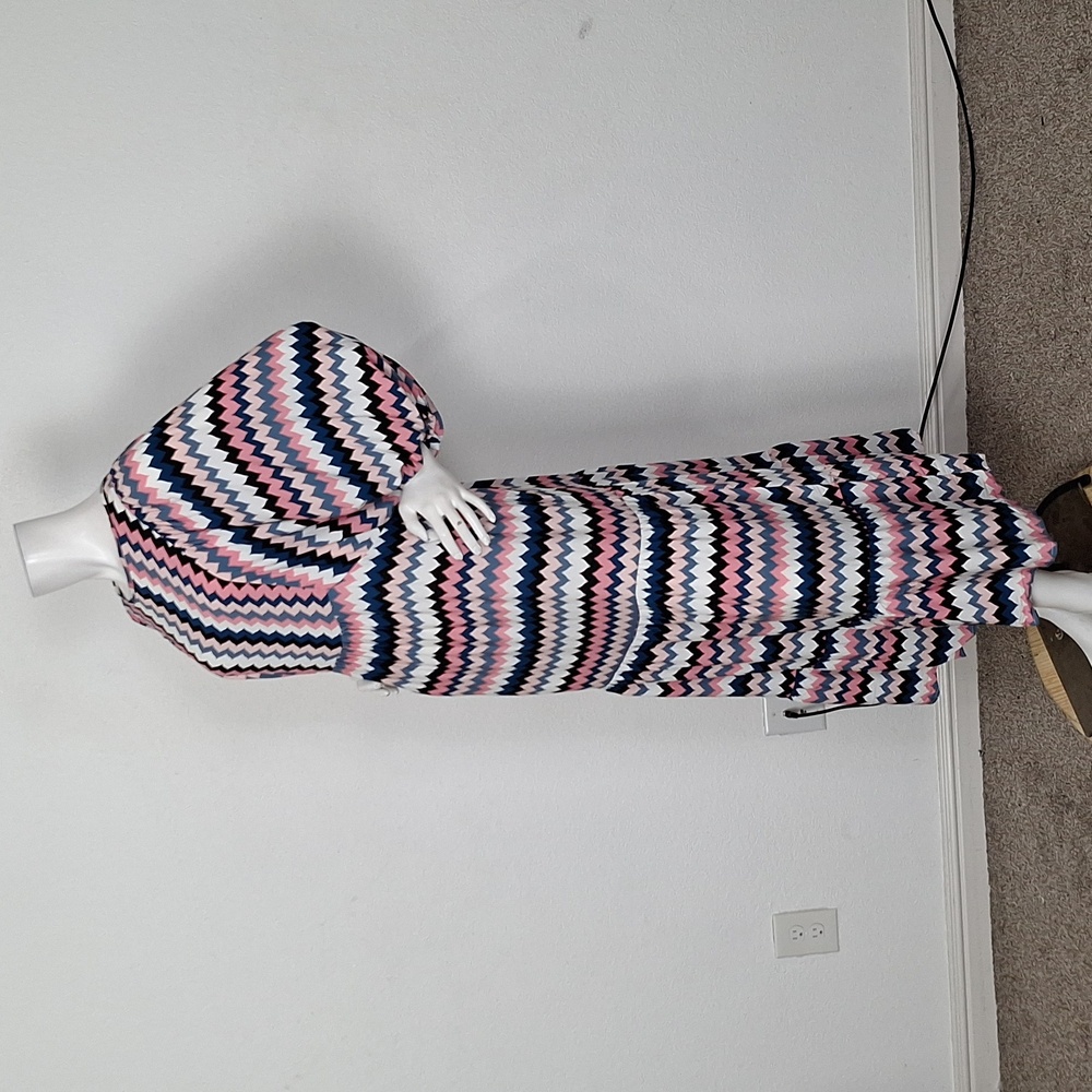 Women's Multicolor Chevron Patterned Puff Sleeve … - image 7